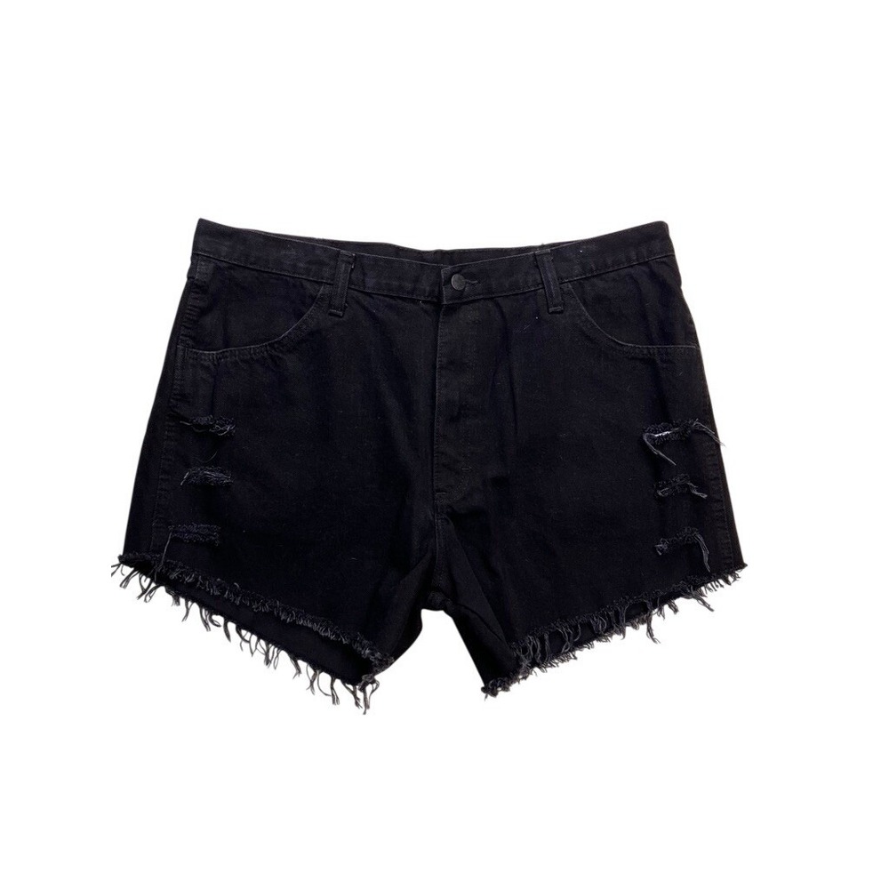 Rustler Denim Shorts Women 40 Black Distressed Raw Hem Jean Shorts NWOT